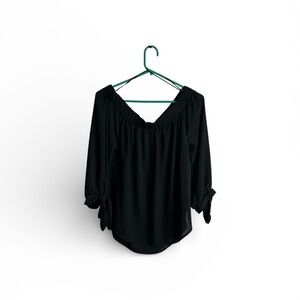 Express Women’s Medium Off Shoulder Blouse Black Dark Fairy Coquette Famine 4892